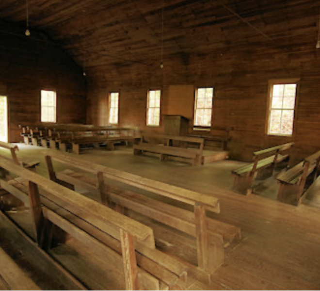 Interior of Smokemont Baptist Church: