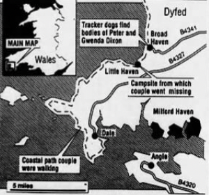 Coastal Path Newspaper Clipping Map of Dixon Murders