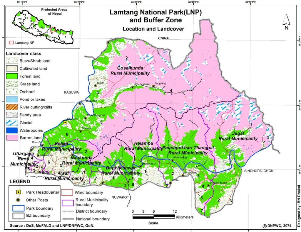Langtang National Park Grid Map