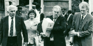 John Ward (center) in 1989 at the formal inquest in Nairobi, Kenya