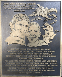 Memorial Plaque for Jason and Lindsay at Camp Rock N Water Christian Camp