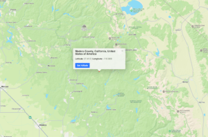 Location map of Sandra’s abandoned camp site in Sierra National Forest