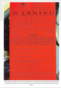 Madera County Sheriff’s Office note on Sandra’s car