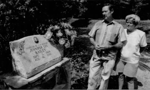 Janice and Elbert Bailey in 1995 visiting the state park memorial that was established in honor of Jennifer