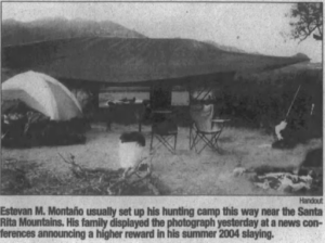Picture of Estevan’s typical campsite setup provided by his family to law enforcement