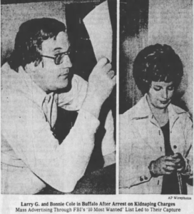 Larry Cole and Bonnie Ann Cole as they appeared at the time of their arrest in April 1974 for kidnapping and extortion