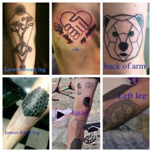 Michael Bryson’s tattoos Source: National Missing and Unidentified Person System: Missing Person Michael Bryan Profile.